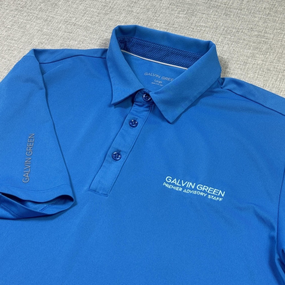 Galvin Green Polo Shirt Mens L Blue Short Sleeve Golf Performance‎ Collared